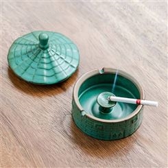 陶瓷装饰烟灰缸 创意带灭烟孔的陶瓷烟灰缸 山水图 可定制图案