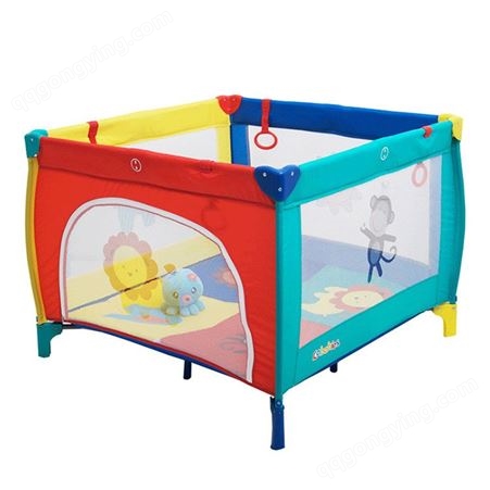 跨境宝宝婴儿床可折叠可拆卸便携式卡通儿童游戏围栏床带滚轮BB床