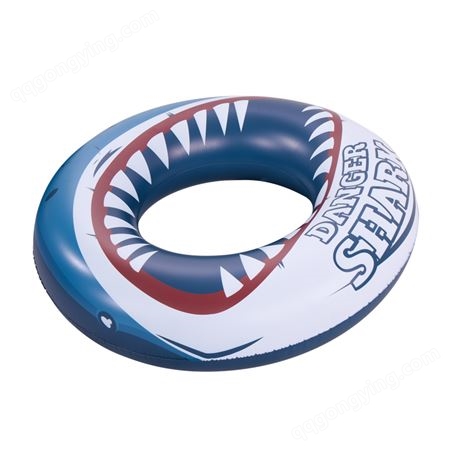 源头工家儿童充气游泳圈跨境加厚凶猛鲨鱼水圈环保PVC成人泳圈