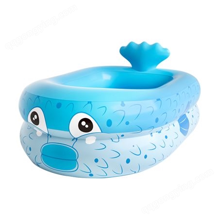 厂家批发蓝色气鼓鱼儿童充气水池游泳池家用宝宝加厚戏水池玩具池