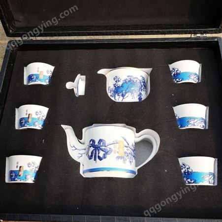 唐 山骨质瓷 陶瓷茶具 功夫茶具茶杯套装9件茶漏