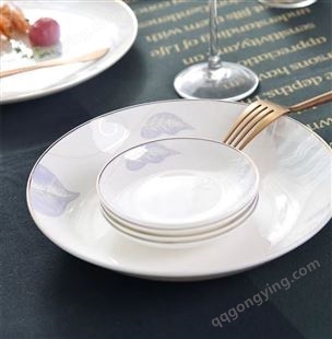 盘子家用碗碟套装 自由组合骨瓷中国风餐具 陶瓷北欧盘子碗