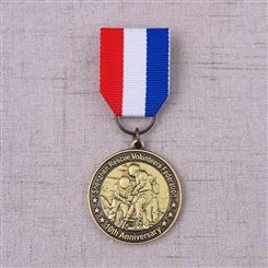金属纪念章定制 公益救援纪念勋章定做 胸章