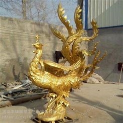 铸铜凤凰雕塑定制大型铜凤凰贴金浴火凤凰雕塑铸造不死鸟
