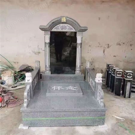 好石运 陵园中式公墓组合青石墓碑 造型端庄 半手工雕刻