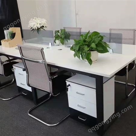 职员办公桌 简约现代 白色屏风 工作位卡座双四人 桌椅组合定制
