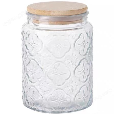 鸿皓玻璃密封罐复古海棠花纹食品级玻璃罐零食坚果蜂蜜储物罐