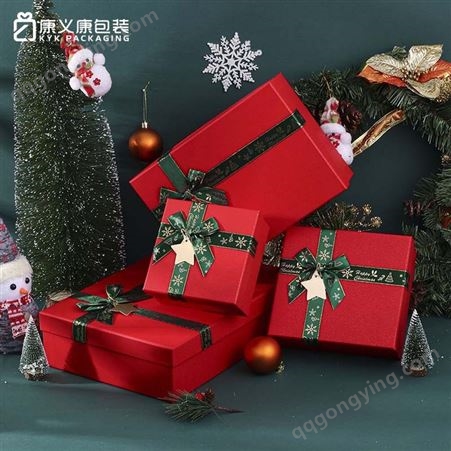 圣诞节礼物包装盒 围巾袜子红色天地盖圣诞礼盒现货苹果圣诞礼盒