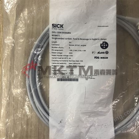 4针连接电缆 传感器电缆 DOL-1204-W05MRN 裸线端 德国西克SICK