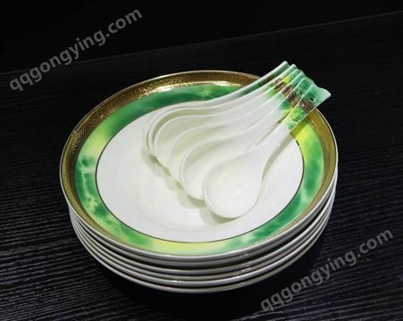 绿色渲染 陶瓷器创意陶瓷碗盘子组合 纯手工定制 酒店摆台餐具