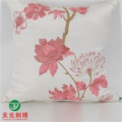 客厅沙发轻奢抱枕现代样板间飘窗装饰靠枕粉红花刺绣靠垫