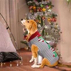 圣诞款狗狗衣服灰绿刺绣小丑宠物毛衣精灵泰迪比熊斗牛犬节日服装