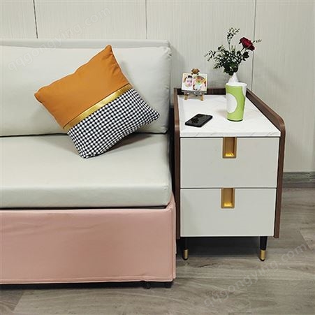 意式轻奢沙发边床头柜 木纹侧板 优选万佳 自有工厂生产定制