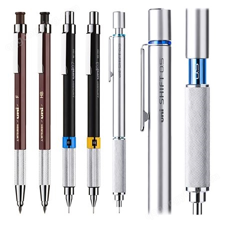 日本UNI三菱M5-1010低重心可伸缩金属笔握自动铅笔MH-500六角粗头