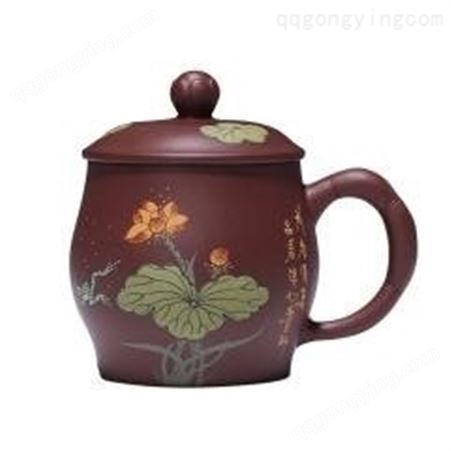 红素原矿紫砂杯带盖办公室茶杯订制 100个起订不单独零售